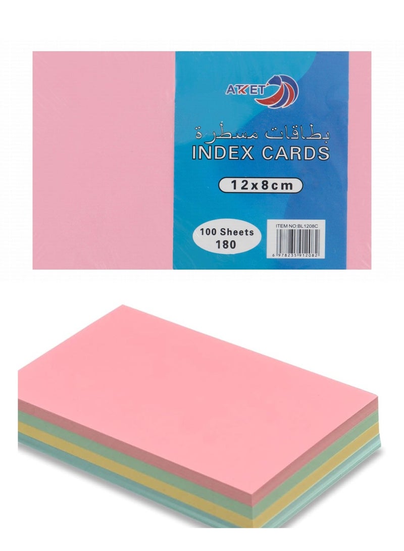 100-Piece Plain Index Card 180gsm Thickness 12x8cm Size Multicolour